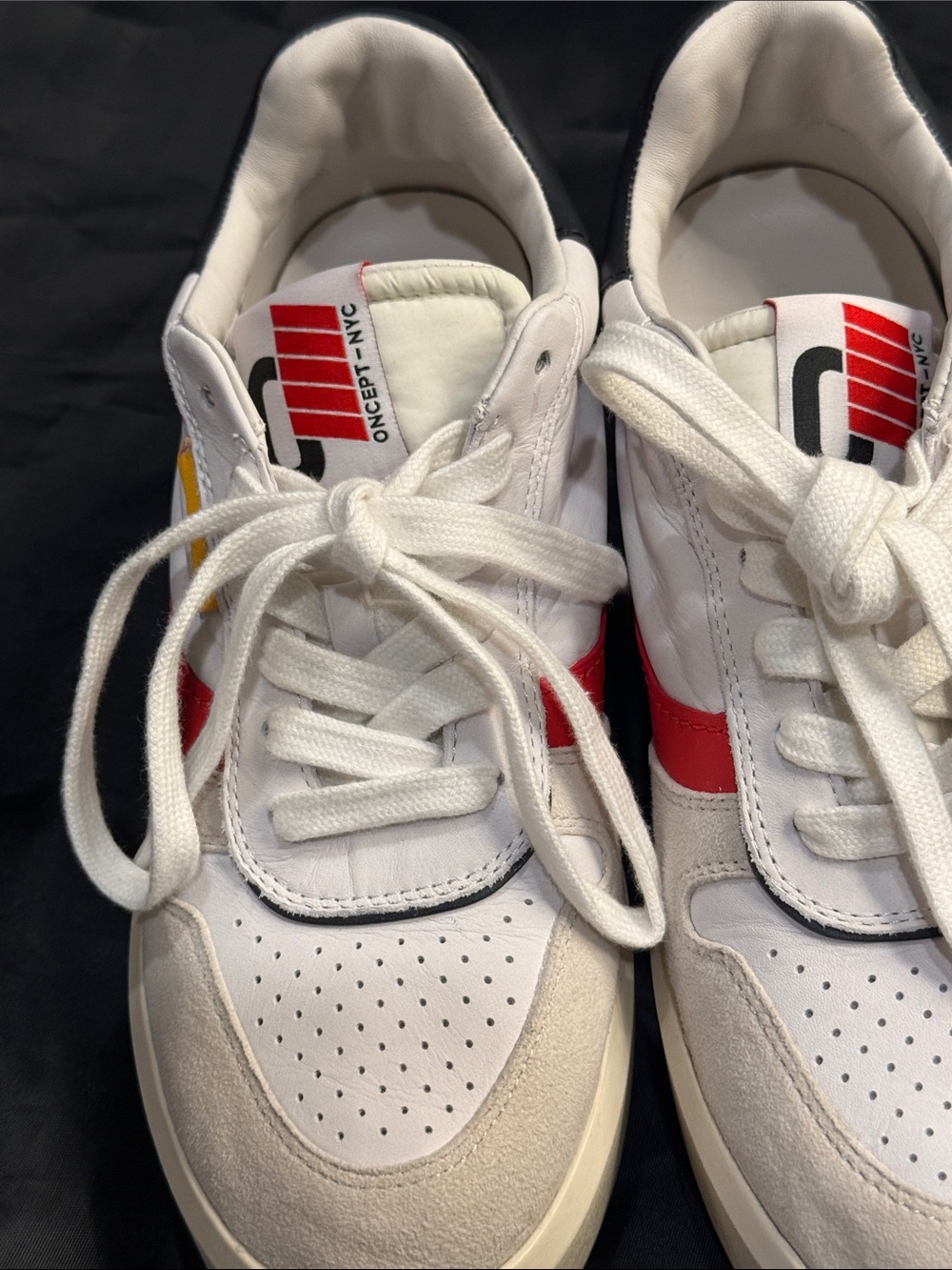 Oncept-NYC White and Red Low-Top Sneakers - Picture 6 of 7
